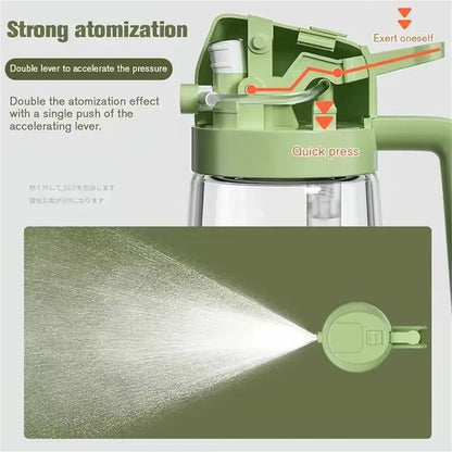 2-in-1 Olive Oil Dispenser & Sprayer 470ml Dark Green Glass Oil Bottle
