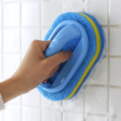 Multi-Functional Cleaning Sponge with Handle – Kitchen Bathroom Tile & Glass Scrubber