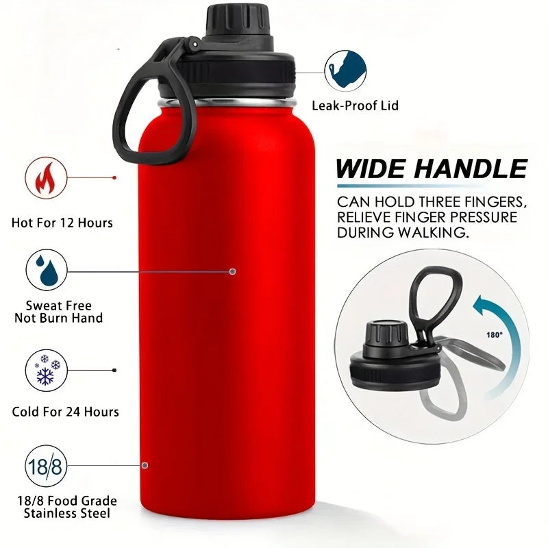 1000ml Stainless Steel Insulated Water Bottle – Double-Wall Vacuum Flask with Leak-Proof Lid