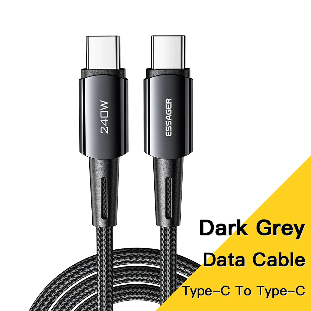 Essager 240W USB-C Fast Charging Cable – 6A High-Speed Type-C Cable