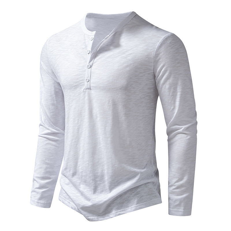 Men’s Cotton Henley Shirt – Long Sleeve Casual Button Neck Top