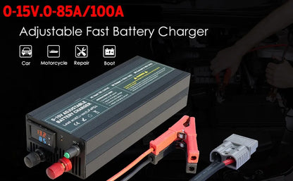 12V Car Battery Charger – Fast LiFePO4 & Lithium Battery Charger with Digital Display