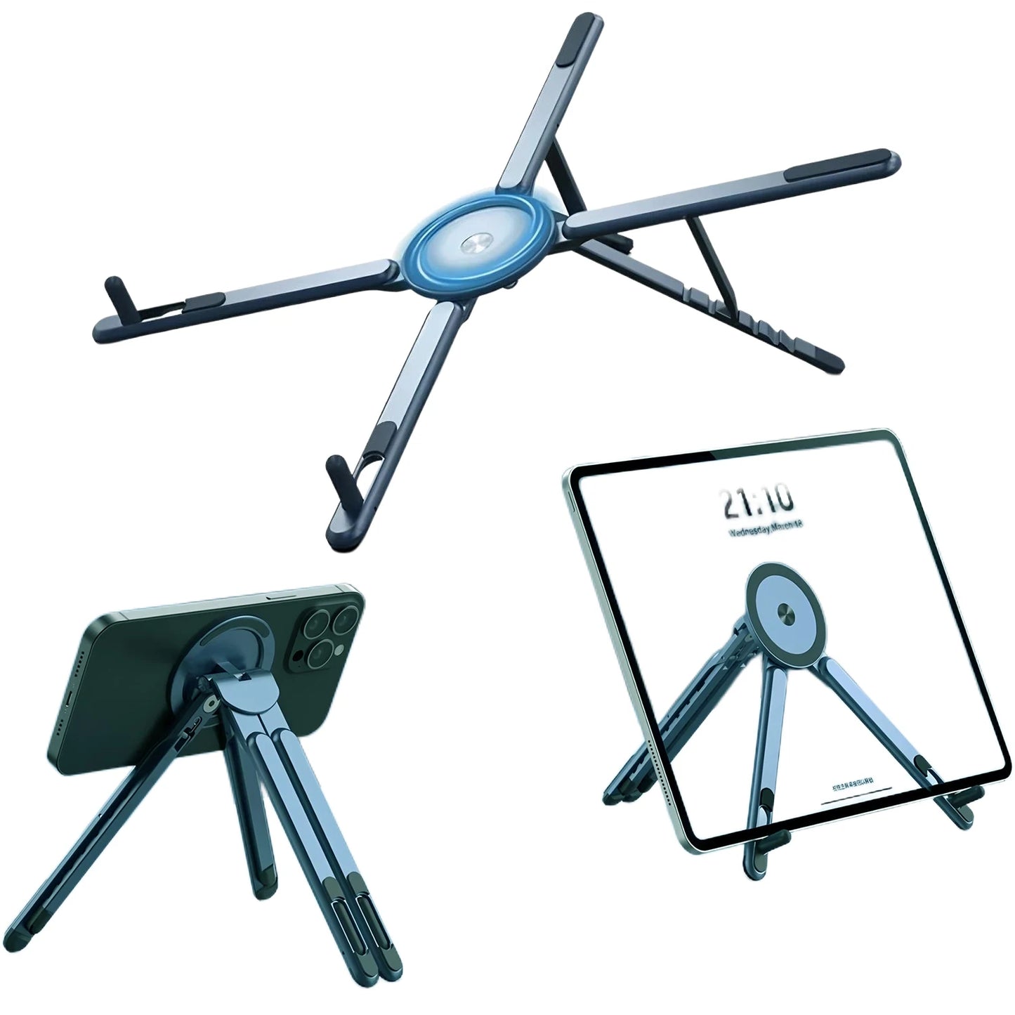 3-in-1 Magnetic Phone Holder & Selfie Stick – Foldable Tripod Stand for iPhone, iPad, Tablet & Desktop