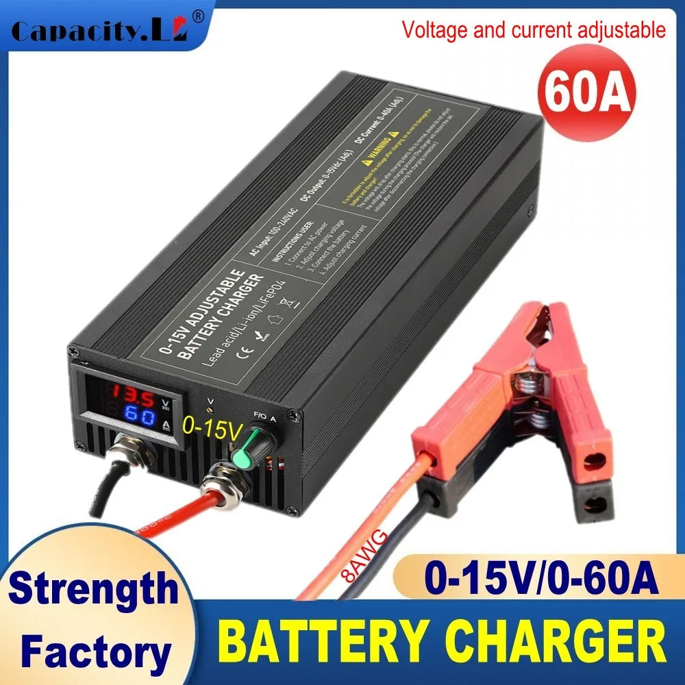 12V Car Battery Charger – Fast LiFePO4 & Lithium Battery Charger with Digital Display
