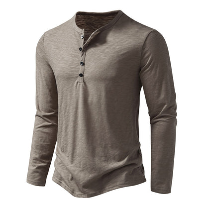 Men’s Cotton Henley Shirt – Long Sleeve Casual Button Neck Top