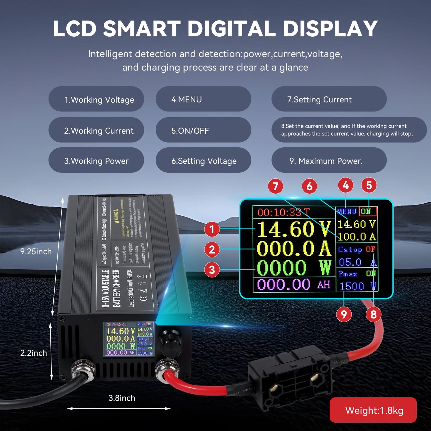 12V Car Battery Charger – Fast LiFePO4 & Lithium Battery Charger with Digital Display