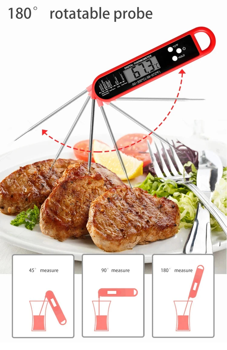 Digital Meat Thermometer – Instant Read Waterproof BBQ & Kitchen Temperature Probe