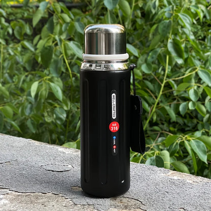 316 Stainless Steel Insulated Water Bottle – Double-Wall Vacuum Flask with Leak-Proof Flip-Top Lid & Strap