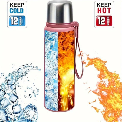 316 Stainless Steel Insulated Water Bottle – Double-Wall Vacuum Flask with Leak-Proof Flip-Top Lid & Strap