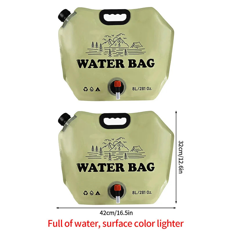8L Foldable Camping Water Bag with Tap – Portable Outdoor Water Container